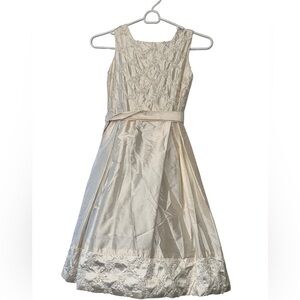 Vtg Susanne Lively designs ivory 100% silk pearl beaded dress sz 7